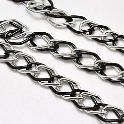 Алюминиевыми двойными цепями ссылку, несварные, с катушкой, без свинца и без никеля , металлический черный, 18x13x4 мм, около 32.8 фута (10 м) / рулон