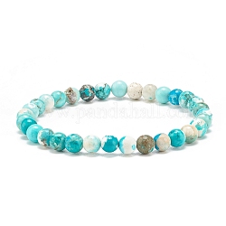 Bracelet extensible perlé rond en howlite naturelle, bijoux en pierres précieuses pour femmes, perles: 6 mm, diamètre intérieur: 2-1/8 pouce (5.5 cm)