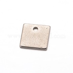 Breloques carrées en 304 acier inoxydable, couleur inoxydable, 7x7x0.5mm, Trou: 1mm
