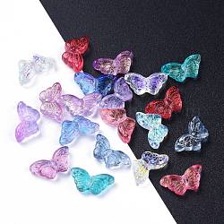 Гальванизируйте прозрачные стеклянные бусины, разнообразные, бабочка, разноцветные, 14.5x8x3.5 мм, отверстие : 0.8 мм