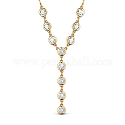 Shegrace Messing Anhänger Halsketten, mit aaa-zirkonia und kabelketten, Flachrund, golden, 17.7 Zoll (45 cm)