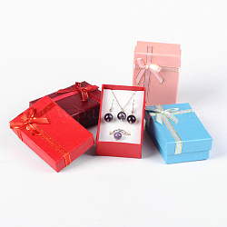 Cardboard Jewelry Boxes, with Satin Ribbons Bownot outside, Rectangle, Mixed Color, 83x52x28mm
