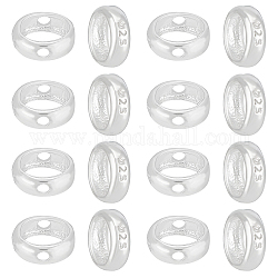 Benecreat 16 Uds marco de cuentas de plata esterlina, anillo, Con paño de pulido cuadrado de tela de gamuza plateada., plata, 6x2mm, agujero: 0.9 mm, diámetro interior: 4 mm