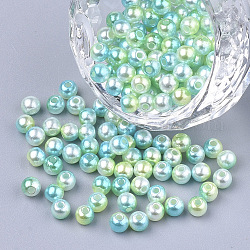 Cuentas de perlas de imitación de plástico ABS del arco iris, gradiente de perlas de sirena, redondo, amarillo verdoso, 11.5~12x11~11.5mm, agujero: 2 mm, aproximamente 560 unidades / 500 g