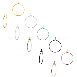 Unicraftale Vacuum Plating 316L Stainless Steel Hoop Earring Findings, Wine Glass Charms Findings, Mixed Color, 21 Gauge, 16x0.7mm, 50pcs/box