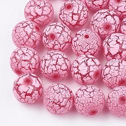 Pulverizar los abalorios redondos de acrílico pintadas, color de rosa caliente, 20mm, agujero: 3 mm, aproximamente 114 unidades / 500 g