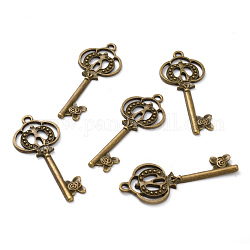 Tibetischen Stil Legierung große Anhänger, Schlüssel, Antik Bronze, 54.5x22.5x2.7 mm, Bohrung: 2.8 mm