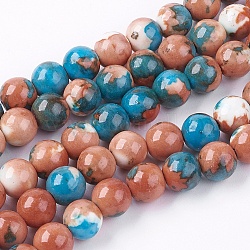 Chapelets de perles en fossile synthétique, teints et chauffée, ronde, colorées, 8mm, Trou: 1mm, Environ 50 pcs/chapelet, 15.7 pouce