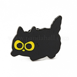 Spilla smaltata a tema gatto, spilla in lega nera elettroforesi per abbigliamento zaino, nero, 18x22x1mm