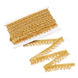 Cinta de encaje ondulado de filigrana, borlas, para accesorios de vestir, oro, 25x1mm, 15 yardas / rodillo