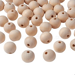 Perles de bois non finies, perles macramé grand trou, perles en bois naturel perles d'espacement, sans plomb, ronde, mocassin, 20mm, Trou: 4~5mm