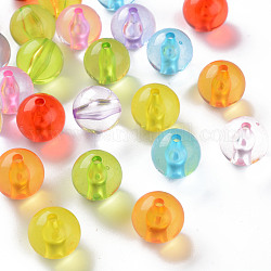 Perles en acrylique transparente, ronde, couleur mixte, 16x15mm, Trou: 2.8mm, environ 220 pcs/500 g