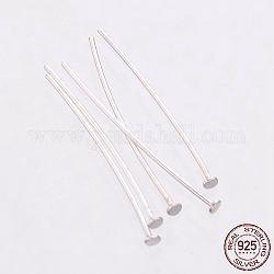 925 Sterling Silver Flat Head Pins, Silver, 15x1.5x0.7mm, Head: 1.5mm