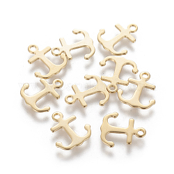 304 Stainless Steel Charms, Anchor, Golden, 12x11x0.5mm, Hole: 1.4mm