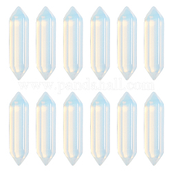 Olycraft 12Pcs Faceted Opalite Beads, Double Terminated Point, for Wire Wrapped Pendants Making, No Hole/Undrilled, 30x9x9mm, 12pcs/box