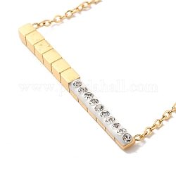 Ionenplattierung (IP) 304 Halskette mit rechteckigem Stabanhänger aus Edelstahl, mit Strass-Kristall, golden, 17.32 Zoll (44 cm)