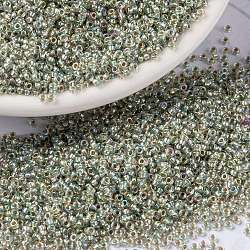 Perles rocailles miyuki rondes, Perles de rocaille japonais, 15/0, (rr3193) argenté pâle vert mousse ab, 1.5mm, Trou: 0.7mm, environ 5555 pcs/10 g