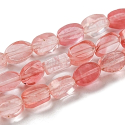 Chapelets de perles en verre de quartz de cerise, Ovale Plat, 6~6.5x4~4.5x2.5mm, Trou: 0.6mm, Environ 64 pcs/chapelet, 15.94'' (40.5 cm)