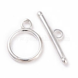 Eco-friendly Brass Toggle Clasps, Cadmium Free & Lead Free, Long-Lasting Plated, Ring, 925 Sterling Silver Plated, Ring: 15x11.5x1mm, Bar: 5x20x2mm, Hole: 2mm