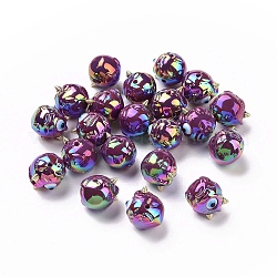 Placage uv perles acryliques irisées arc-en-ciel, démon avec mauvais œil, violet, 11.5x13x12mm, Trou: 1.6mm
