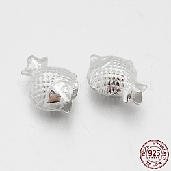 925 perline di pesce in argento sterling, argento, 7x9x4.5mm, Foro: 2 mm