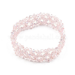 Braccialetto elastico con perline di vetro bling, braccialetto di fiori intrecciati per le donne, roso, diametro interno: 2 pollice (5 cm)