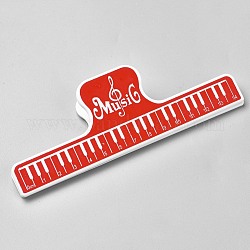 Clips en plastique, piano & note de musique / clé de sol, rouge, 149x48.5x24.5mm, Trou: 5.5mm