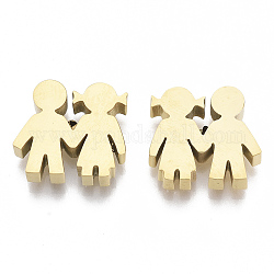 Valentine's Day 304 Stainless Steel Beads, Boy & Girl, Golden, 12x13x3mm, Hole: 2mm