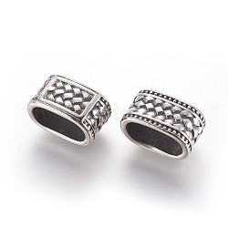 304 acero inoxidable encantos de diapositivas/perlas deslizantes, Para hacer pulseras de cordon de cuero., plata antigua, 16.8x8.5x9mm, agujero: 13x6.5 mm