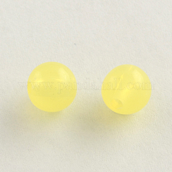 Imitation gelée perles acryliques ronde, champagne jaune, 10mm, Trou: 1.5mm, environ 920 pcs/500 g