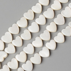 Eau douce naturelle de coquillage perles brins, cœur, blanc crème, 6x6x3mm, Trou: 0.8mm, Environ 66 pcs/chapelet, 15.28 pouce (38.8 cm)