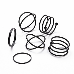 Set di anelli incrociati in lega, polsini avvolgenti con filo a spirale, anelli impilabili per le donne, elettroforesi nera, diametro interno: 17~18mm, 6 pc / set