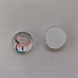 Cabochons en verre, plat rond, motif de note de musique, colorées, 10x4mm, 140 pcs /sachet 