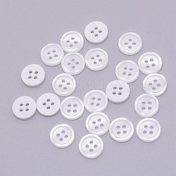 Resin Button, Mixed Dyed and Undyed, 4-hole, Flat Round, White, 11.2x1.5mm, Hole: 2.2mm