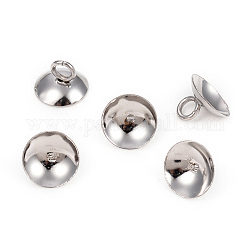 201 Stainless Steel Bead Cap Pendant Bails, for Globe Glass Bubble Cover Pendants, Stainless Steel Color, 7x10mm, Hole: 3mm