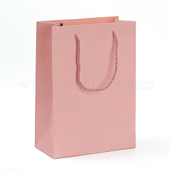 Sacchi di carta kraft, sacchetti regalo, buste della spesa, borse da sposa, rettangolo con manici, roso, 28x20x10cm
