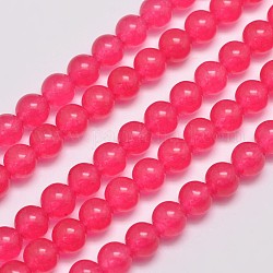 Натуральные и крашеные нити шарик Malaysia нефрита, круглые, светло-вишневый, 6 мм, отверстие : 0.8 мм, около 64 шт / нитка, 15 дюйм