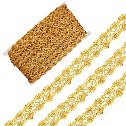 GORGECRAFT 13M Metallic Braided Lace Trim, Flower Decorative Ribbon with Sequins, for Craft Sewing, Garment Accessories, Dark Goldenrod, 25x1.5mm, about 14.22 Yards(13m)/Card