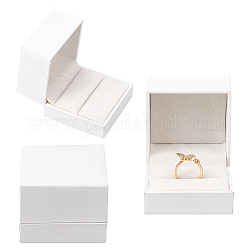 Karton Schmuck-Set-Boxen, Für Ring, Ohrring, Halskette, mit Samt innen, Viereck, weiß, 5.9x5.9x4.8 cm