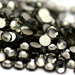 フラットバックガラスラインストーン  グレードA  バックメッキ  多面カット  半円  ブラックダイヤモンド  6.3~6.5mm  約288個/袋