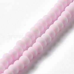 Perline in porcellana smerigliata fatte a mano, rotondo e piatto, perla rosa, 4x3mm, Foro: 0.8 mm, circa 134pcs/filo, 15.55 pollice (39.5 cm)