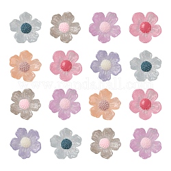 30Pcs 6 Colors Transparent Resin Cabochons, with Glitter Powder, Flower, Mixed Color, 20x20x7mm, 5pcs/color