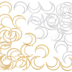 Hobbiesay 40pcs 2 colores anillos de unión de latón, Plateado de larga duración, luna, oro y plata, 16x14x1mm, diámetro interior: 14x3 mm, 20 piezas / color