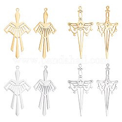 DICOSMETIC 8Pcs 4 Style 201 Stainless Steel Pendants, Laser Cut, Sword, Golden & Stainless Steel Color, 2pcs/style