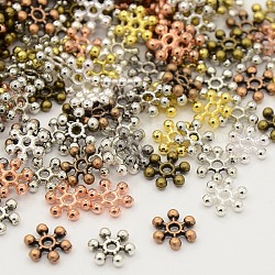 Mixed Tibetan Style Alloy Snowflake Spacer Beads, Mixed Color, 8.5x2.5mm, Hole: 1.5mm, about 1040pcs/200g