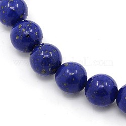Synthetical Gemstone Lapis Lazuli Round Beads Strands, Dark Blue, 8mm, Hole: 1mm, about 51pcs/strand, 15.74inch