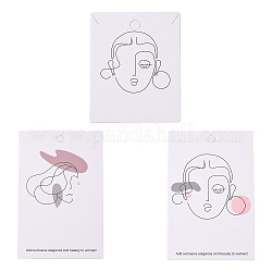 Cartes d'affichage de bijoux en carton, pour suspendre la boucle d'oreille et le collier, rectangle, Modèle féminin, couleur mixte, 6~9x5~6x0.05 cm, trou: 0.2~0.5 cm