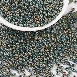 Perles rocailles miyuki rondes, Perles de rocaille japonais, 8/0, (iris patine métallique mat rr2008), 3mm, Trou: 1mm, environ 2111~2277 pcs/50 g