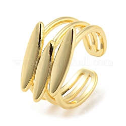 Brass Open Cuff Ring, Oval, Real 16K Gold Plated, US Size 7 1/4(17.5mm)