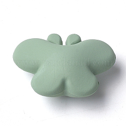Acrylic Shank Buttons, Rubberized, 1-Hole, Butterfly, Dark Sea Green, 28.5x21x13mm, Hole: 4mm